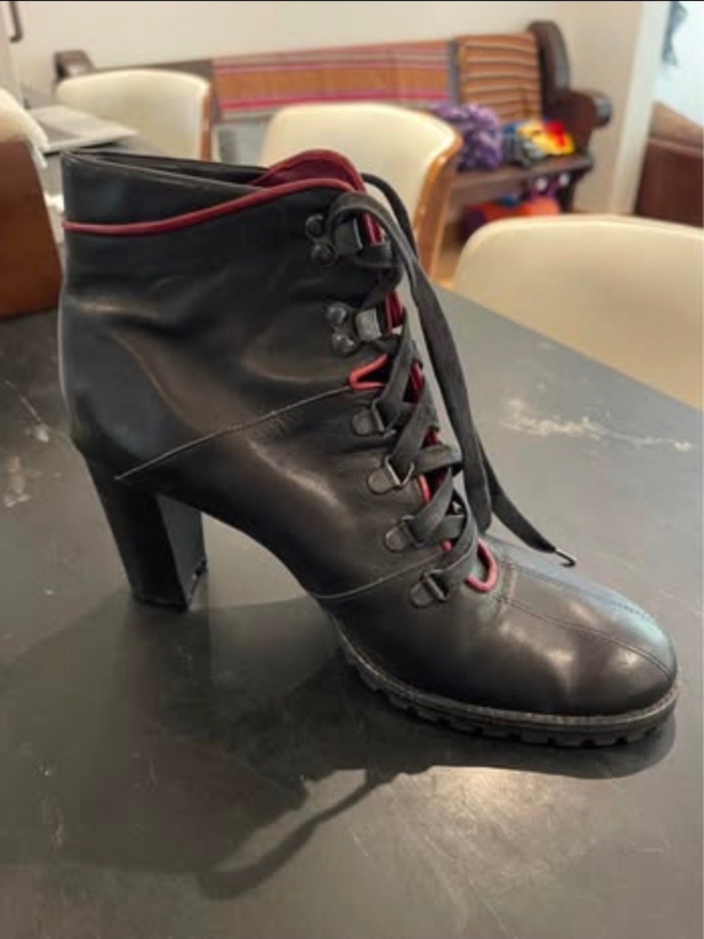 COACH Leather Lucia Lace-Up Heeled Boots